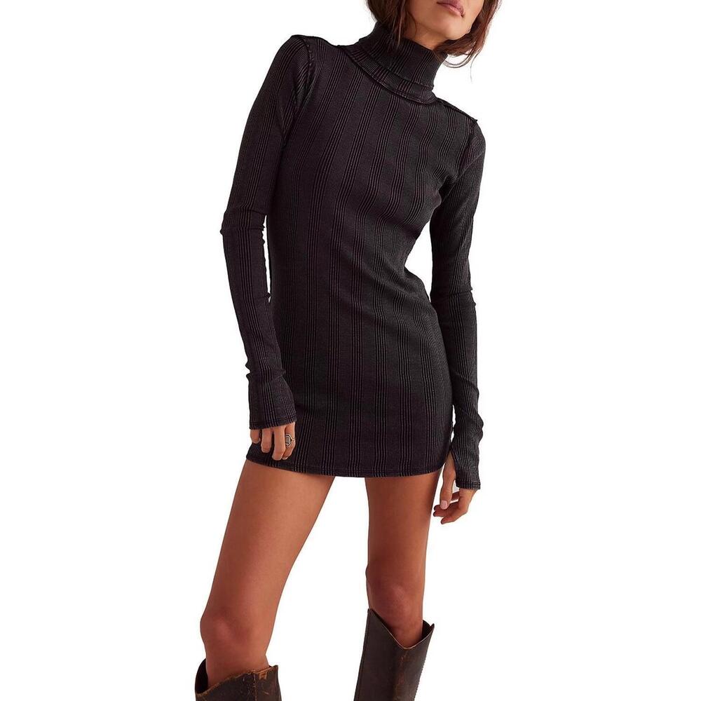 NEW FREE PEOPLE brynn turtle dress in black